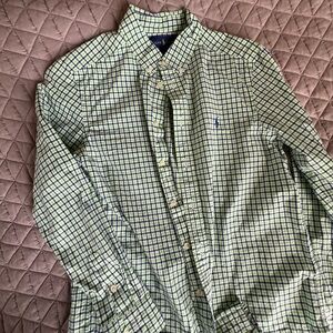 Ralph Lauren Blue and Green Plaid Men's Shirt